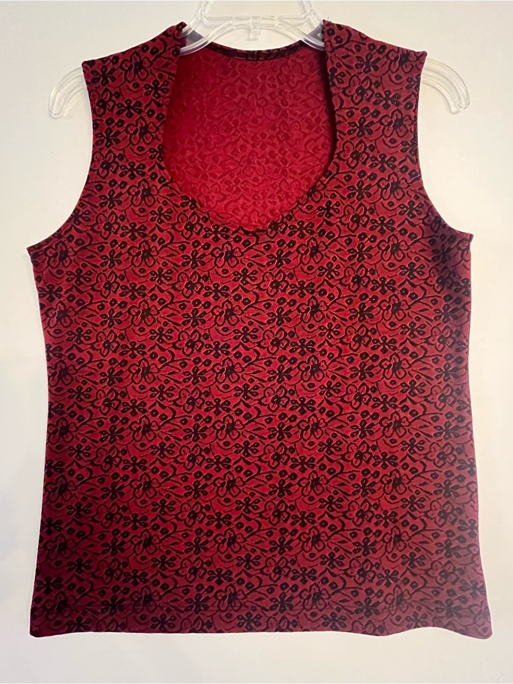 Vintage Weekenders Burgundy Black Floral Jacquard Sweetheart Tank Top M